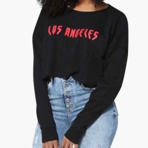 Forever 21 Black Los Angeles graphic crop top